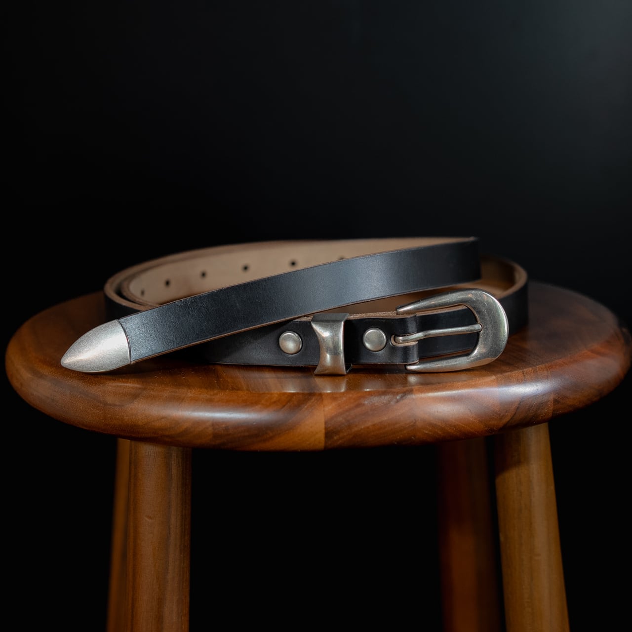 オリジナル　ベルクロタイプ各1枚 HORWEEN CHROMEXCEL 茶芯ブラック ナローベルト シルバー【Aletto