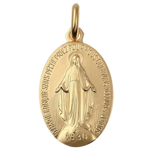18金コーティング H24mm 不思議のメダイ 奇跡のメダイユ ゴールドネックレス 聖母マリア ペンダント フランス製 GOLD　PLATED