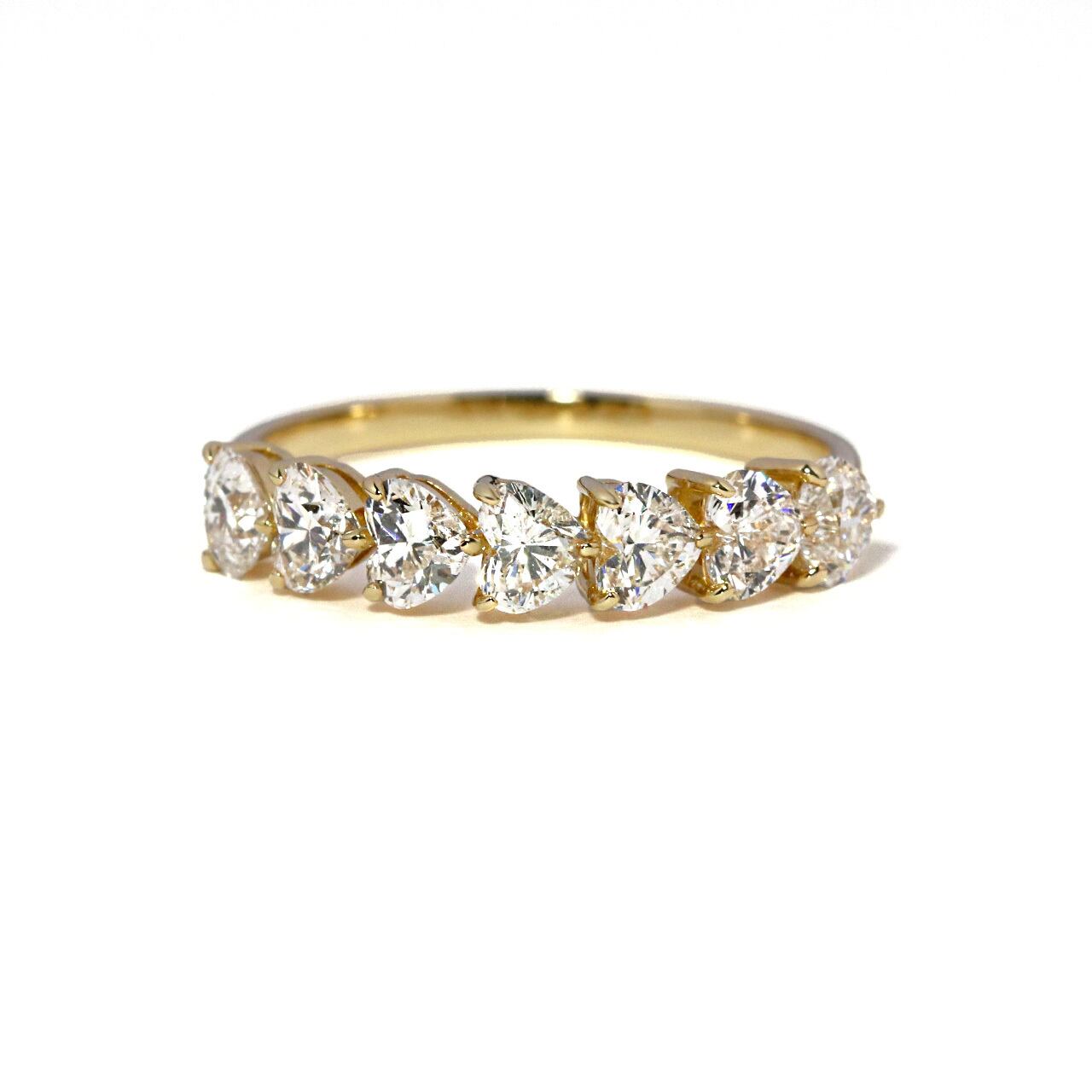 天然ダイヤモンド(1.30ct)ハートシェイプエタニティリング/K18YG
