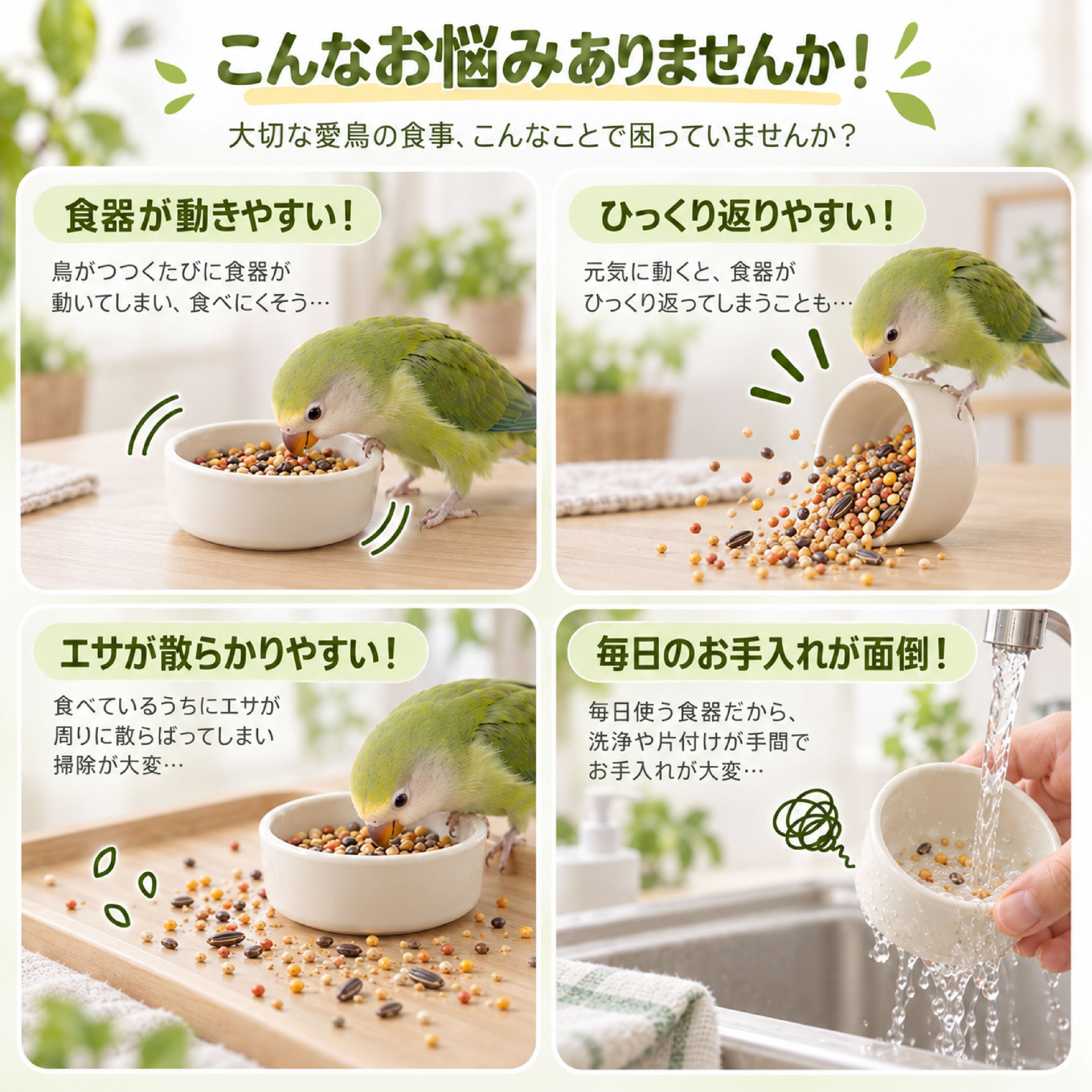 JY 1004 .小鳥用 フードボウル ガラス製 マグネット式 餌入れ 水入れ