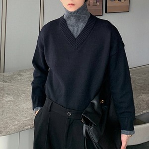 タートルアンドVネックレイヤード風ニット C10554