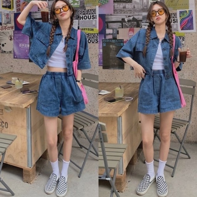 デニム セットアップ レディース 韓国 ファッション 夏 レディース 上下セット おしゃれ 半袖 ショートパンツ デニムジャケット 半袖 韓国服 レディース Vestito デニム セットアップ レディース 韓国 ファッション 夏 レディース 上下セット おしゃれ 半袖 ショートパンツ デニムジャケット 半袖 韓国服 レディース Vestito