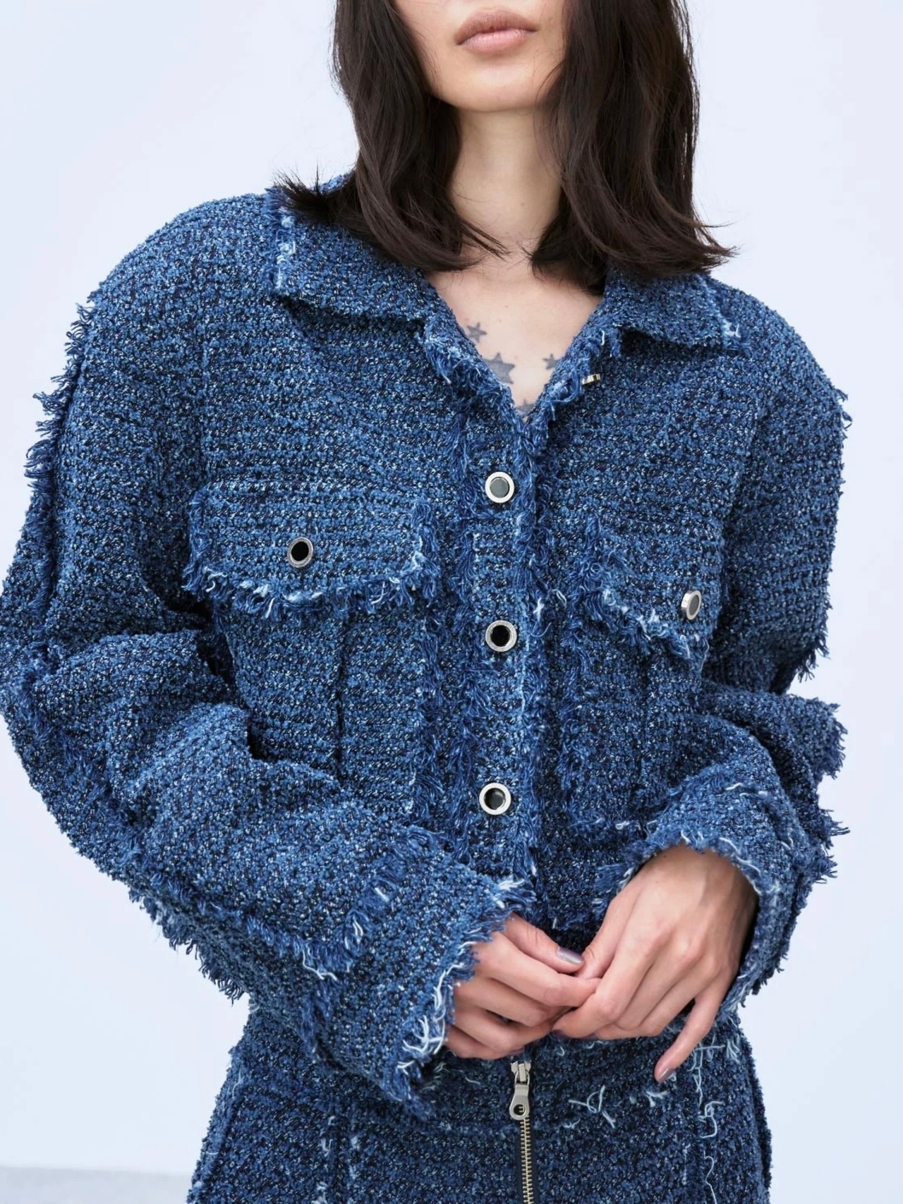 【26AW】THINGS THAT MATTER シングスザットマター / トップス / PUNCHING DENIM TWEEDY JACKET 0586TM0649P - 1