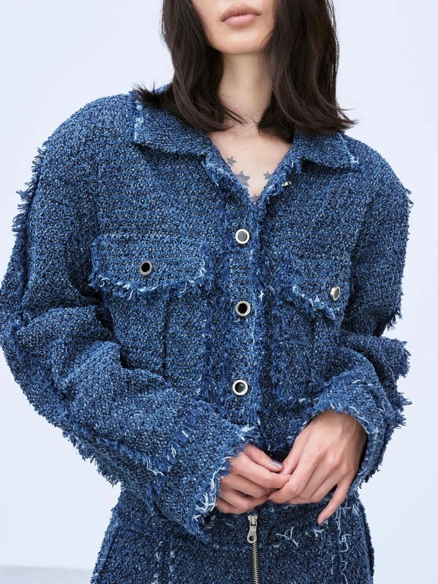 【26AW】THINGS THAT MATTER シングスザットマター / トップス / PUNCHING DENIM TWEEDY JACKET 0586TM0649P