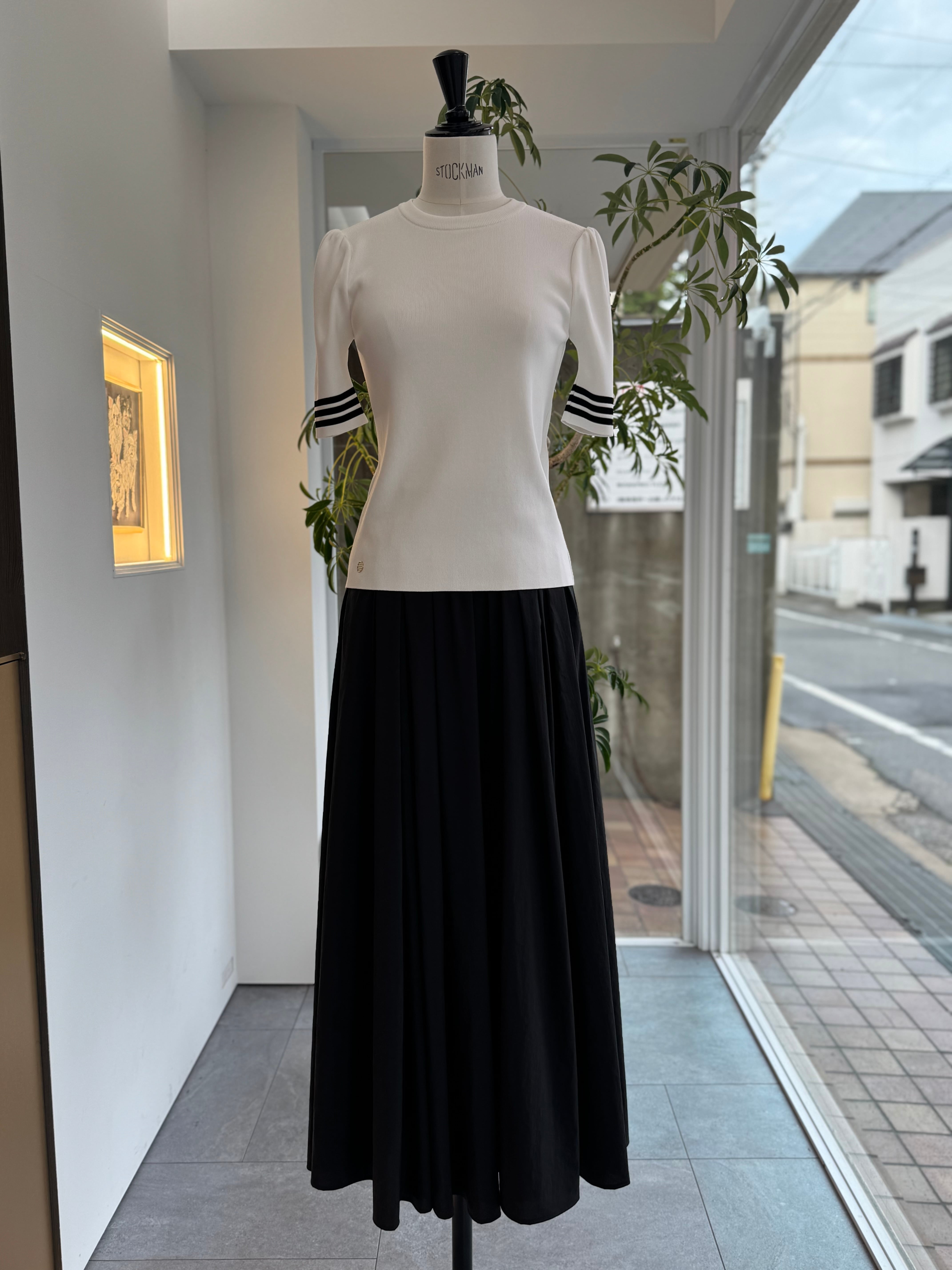 BORDERS at BALCONY RAYON HALF SLEEVES KNIT 3色展開 | FLICKA ASHIYA