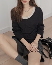 Uneck layered long sleeve Shirt set T20052