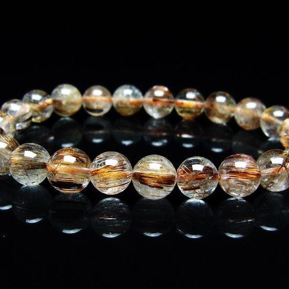 キャッツアイルチルクォーツ ブレスレット 8mm ルチルクォーツ ブレス 一点物 メール便可 [M便 1/10] 111-45789