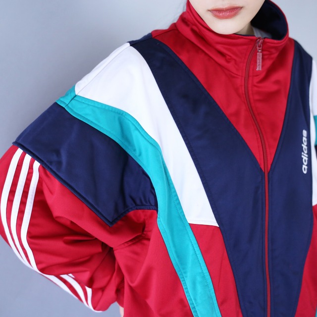 "90's adidas" multi switching loose silhouette track jacket