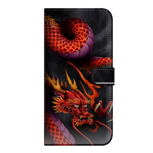 送料無料【塒龍 - 赤 - 】手帳型iPhone&スマホケース｜iPhone12 Xperia10 Galaxys9+