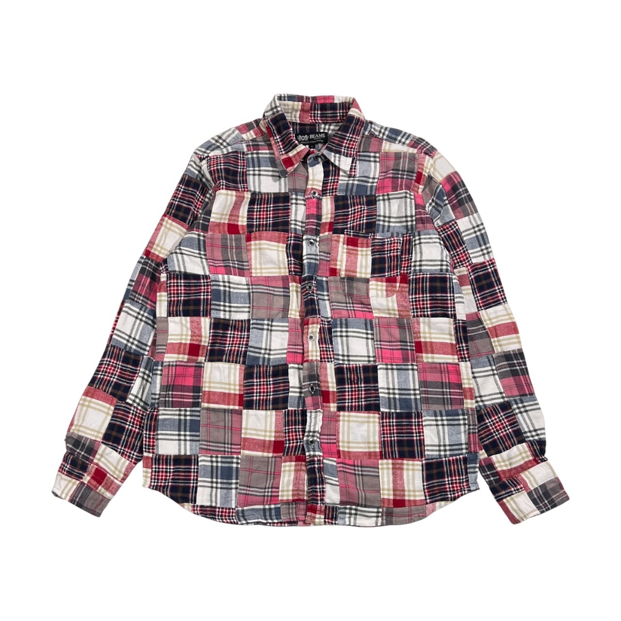 パッチワーク BEAMS ビームス 長袖 ネルシャツ L/マルチカラー系 メンズ インド綿