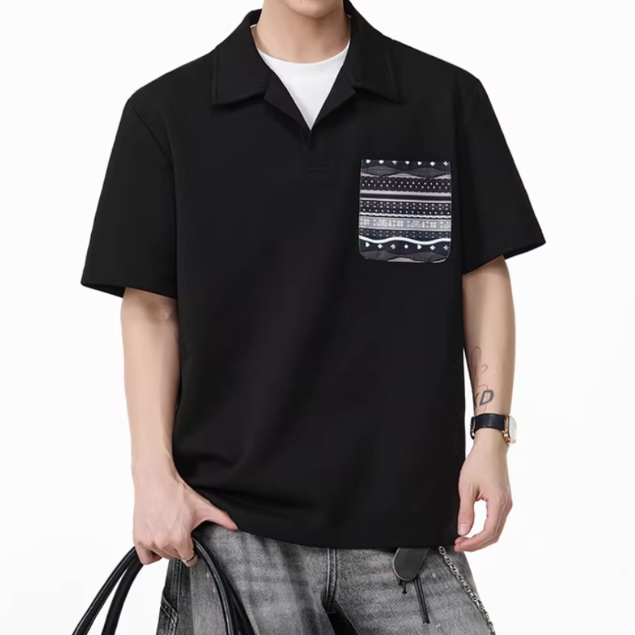 パッチポケット ニットポロシャツ af0170