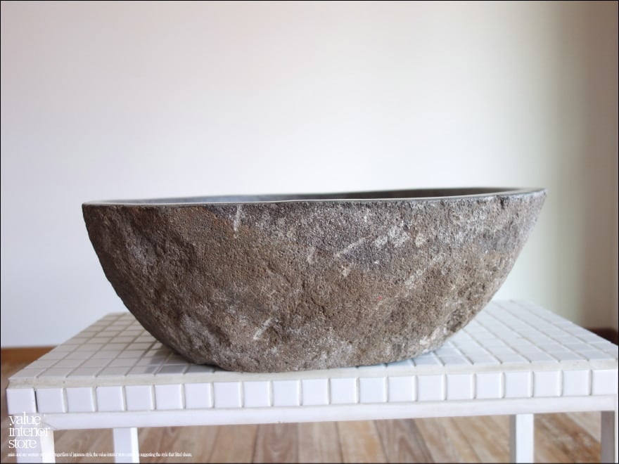 手洗鉢 自然石 洗面ボウルL-A102 洗面器 手洗いボウル 手洗い器 ウォッシュボウル 洗面資材 洗面材料 W48.5 x D46.5 x H15.5cm idawash