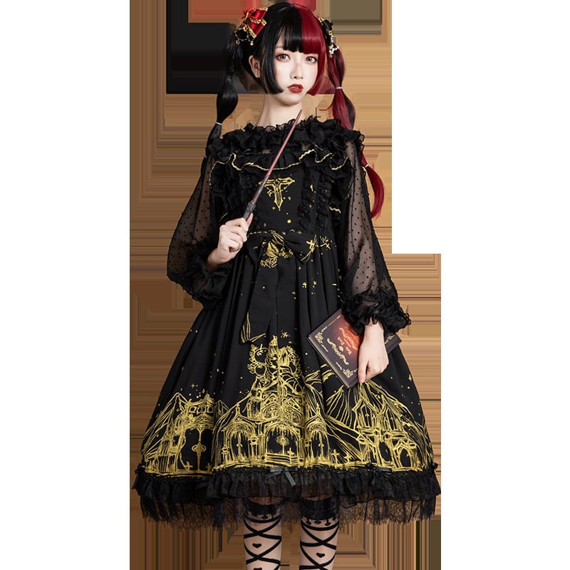 薔薇十字 ロリータ ゴスロリ ワンピース JSK ジャンスカ 量産型 JSK ジャンパースカート ロリータ ワンピ サスペンダースカート教会