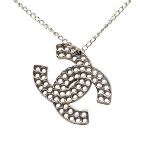 シャネル ココマーク パンチング チェーン ペンダント ネックレス 03P シルバー メタル レディース CHANEL 【中古】