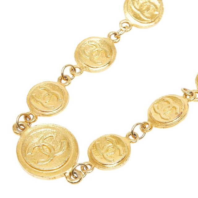 シャネル ココマーク コイン ロング ネックレス ゴールド メッキ レディース CHANEL 【中古】
