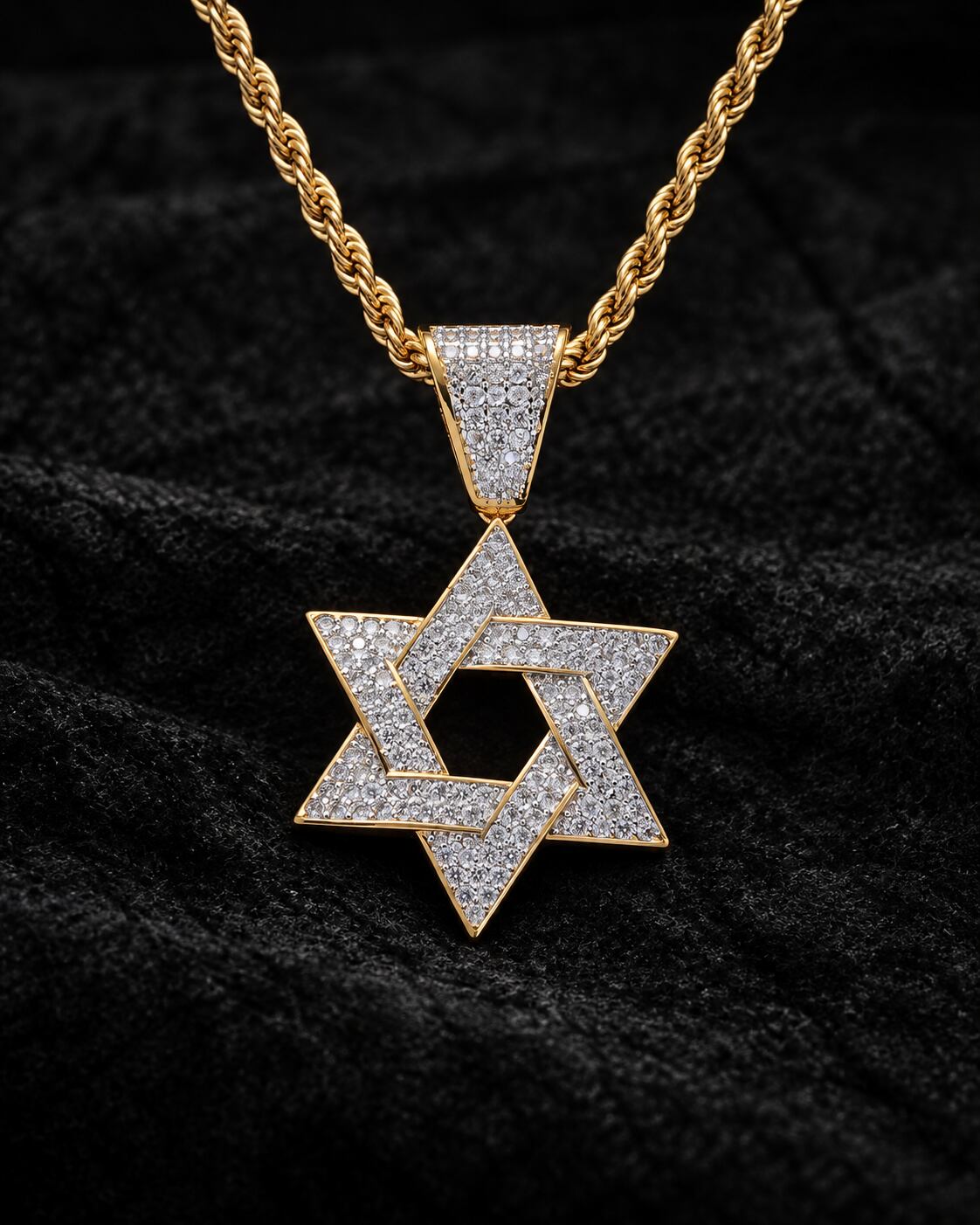 Hexagram Pendant Necklace -Gold-