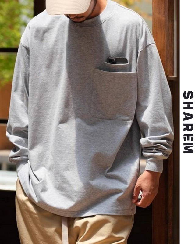 Basic long sleeve T-shirt cut and sew top　B0069