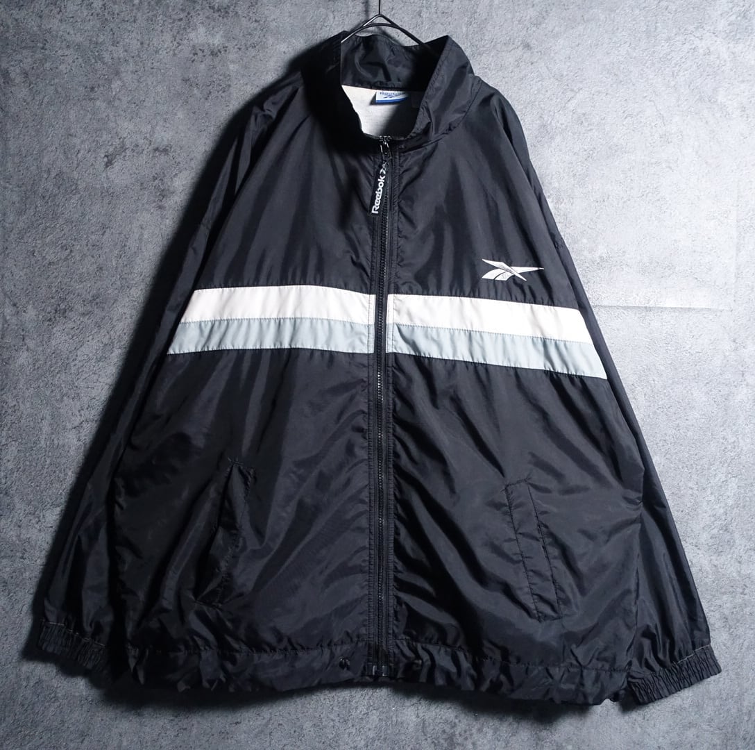 00s “Reebok” Monotone Logo & Switching Design Nylon Jacket