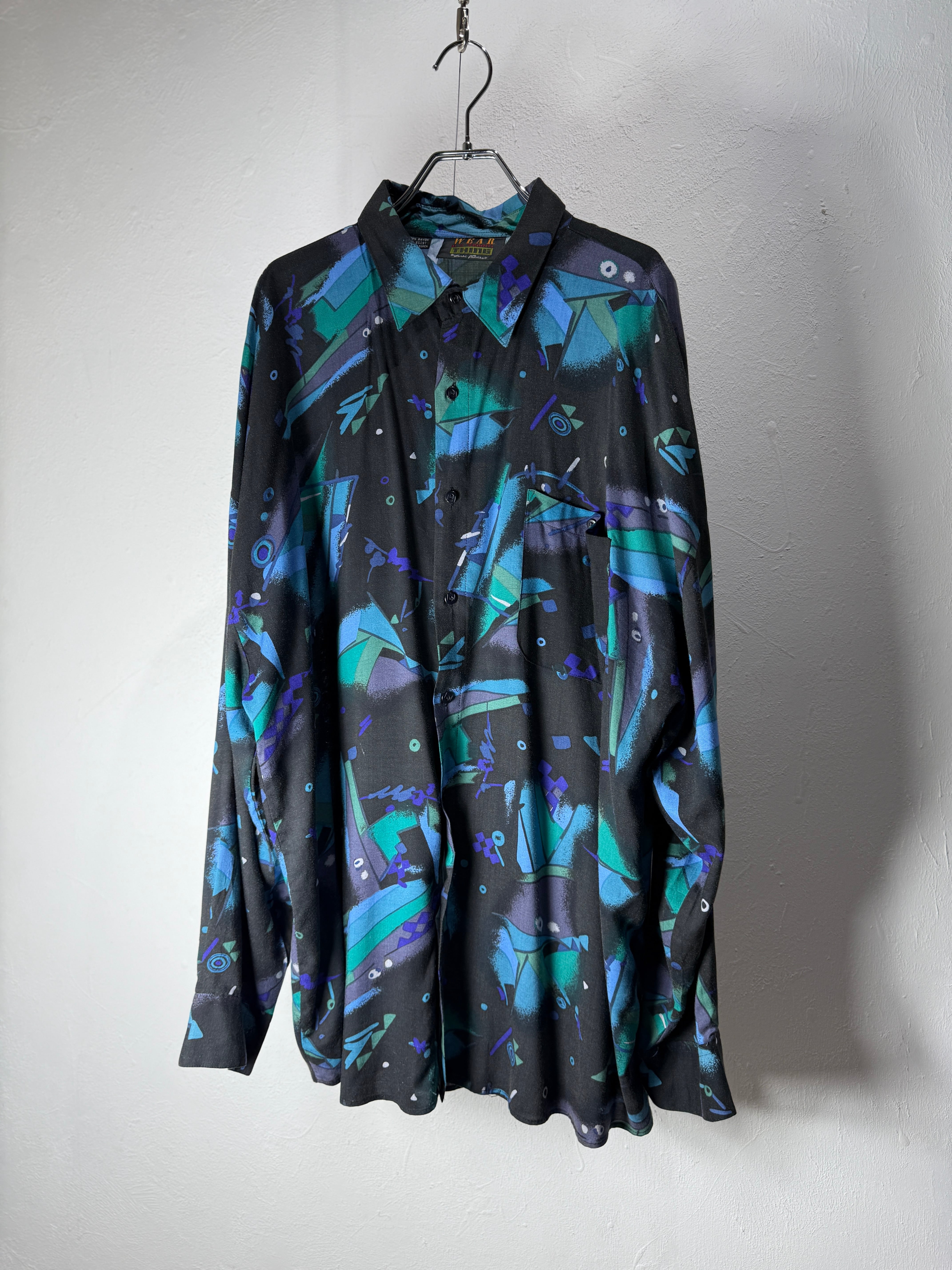 90s EUR Art Pattern Rayon Shirt