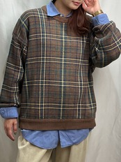 90s〜 IZOD　チェック　コットン　ニット　プルオーバー　XL