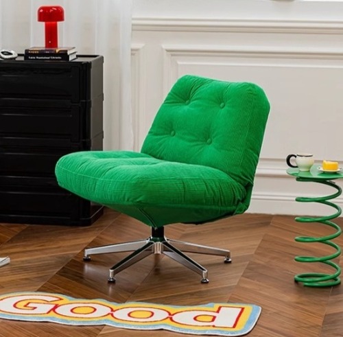 ラウンジチェア 回転椅子 360度回転 滑り止めマット付き ふかふか タフティング ボタンタフト オフィスチェア リビングチェア コンパクト 多機能 おしゃれ