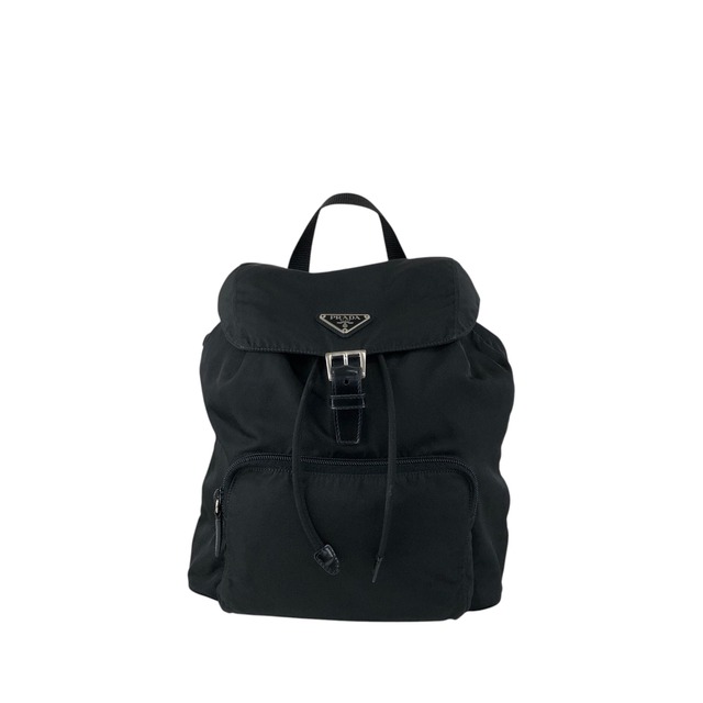 PRADA プラダ バックパック ブラック トライアングルロゴ フロントバックル ナイロン フロントポケット リュック vintage ヴィンテージ オールド 6abvn2