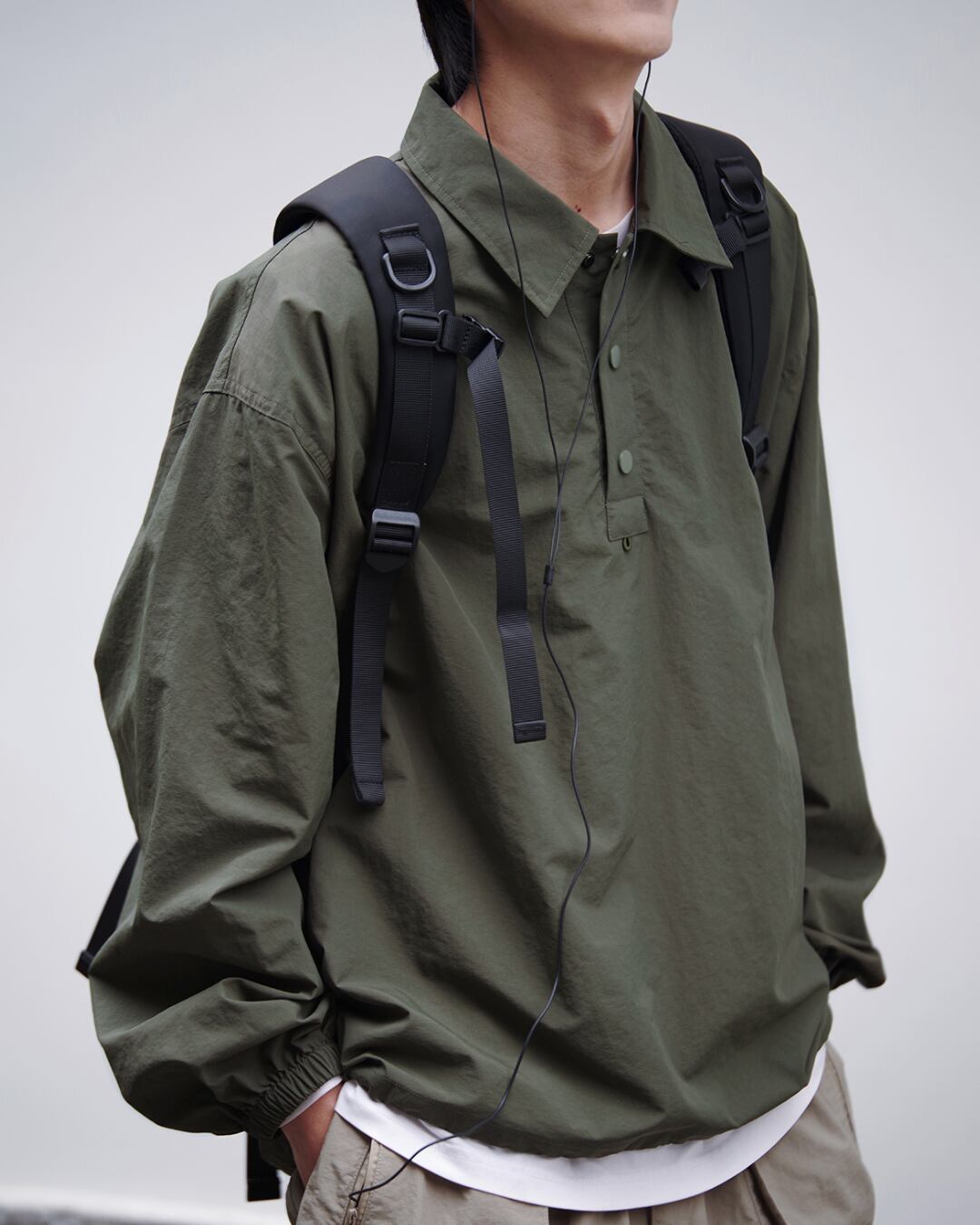 ドロップショルダーナイロンプルオーバー S0051