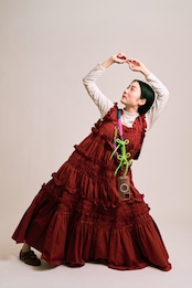 2way big ribbon flower strap Neon Green