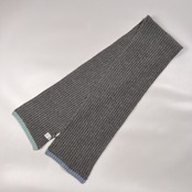 カシミヤ100% Mademoiselle NON NON マドモアゼルノンノン カラー入り ニット マフラー /グレー/日本製/パパス/水色×グレー