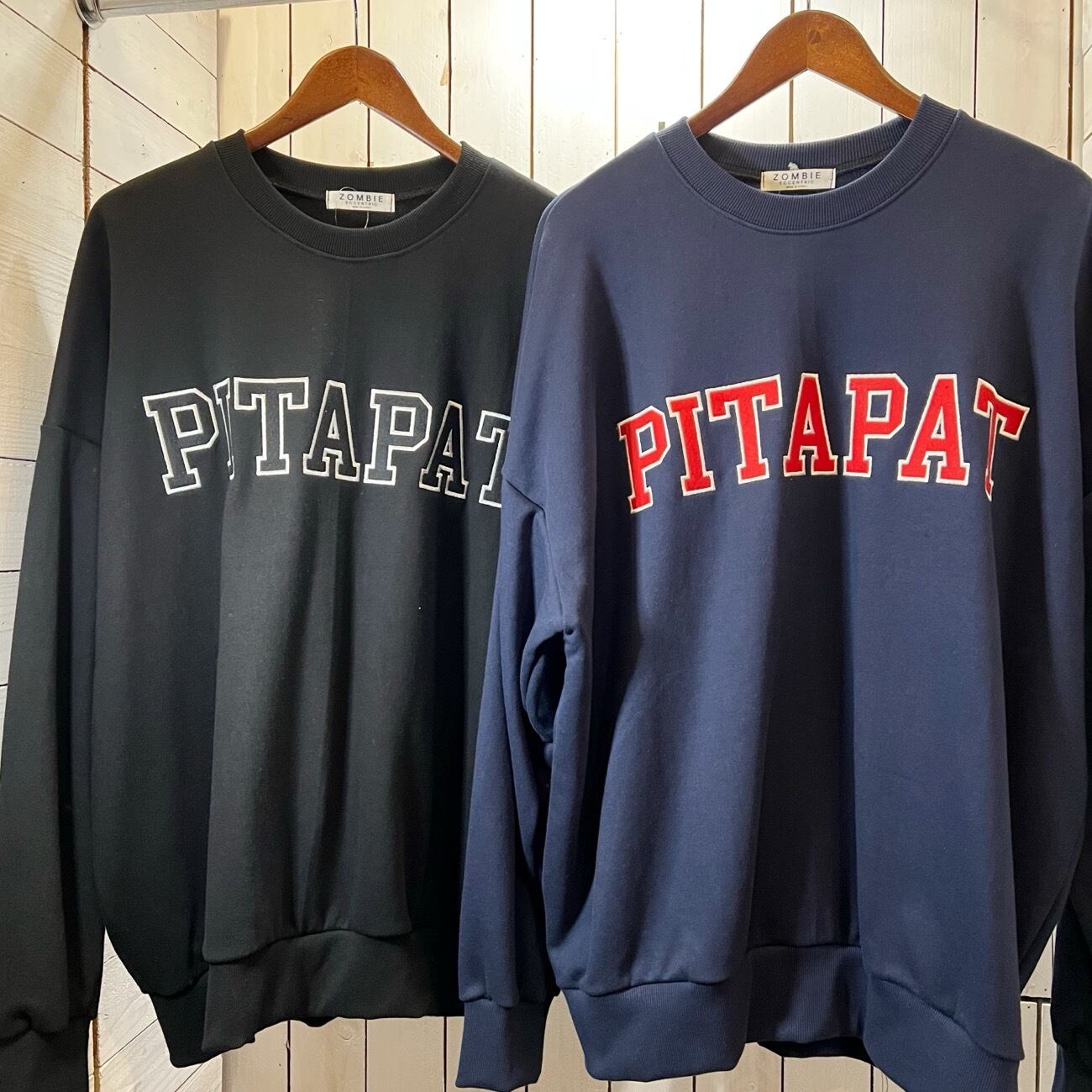 221852-7】PITAPAT logo embroidered crew neck sweatshirt / PITAPAT ...
