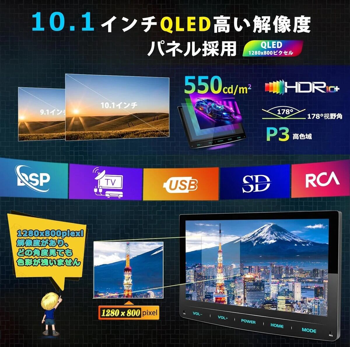 PRA105 ディスプレイオーディオ 10.1インチ 2din DVDプレーヤー カー