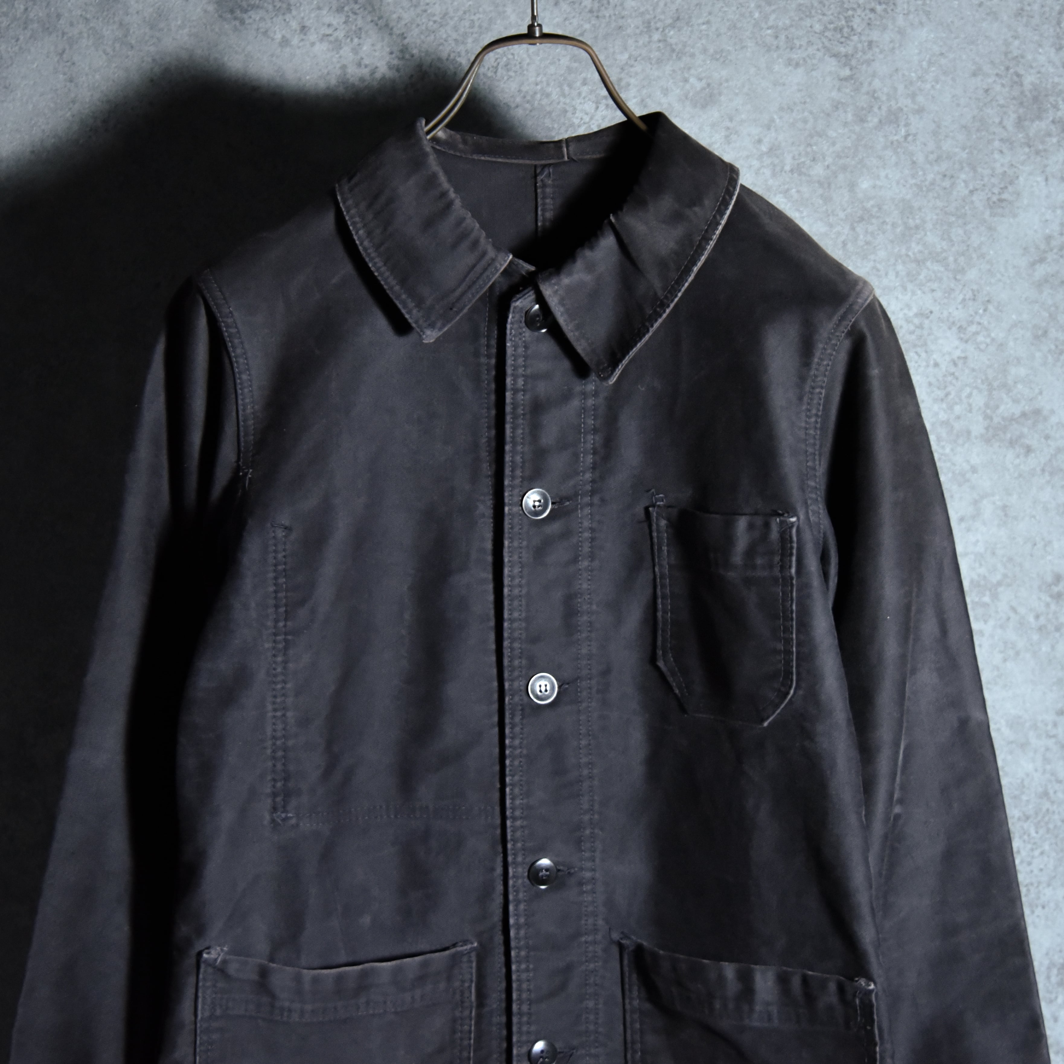 50s French Work Black Moleskin Jacket ブラック モールスキン