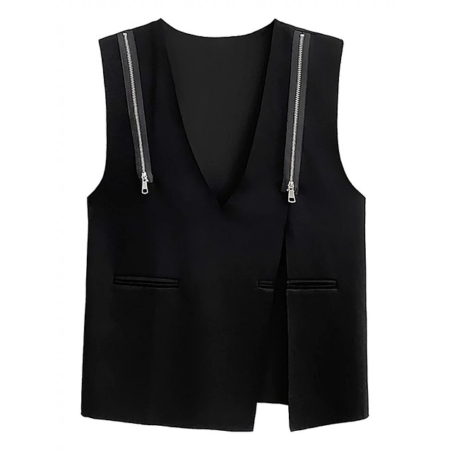 Double zipper slit vest C0180