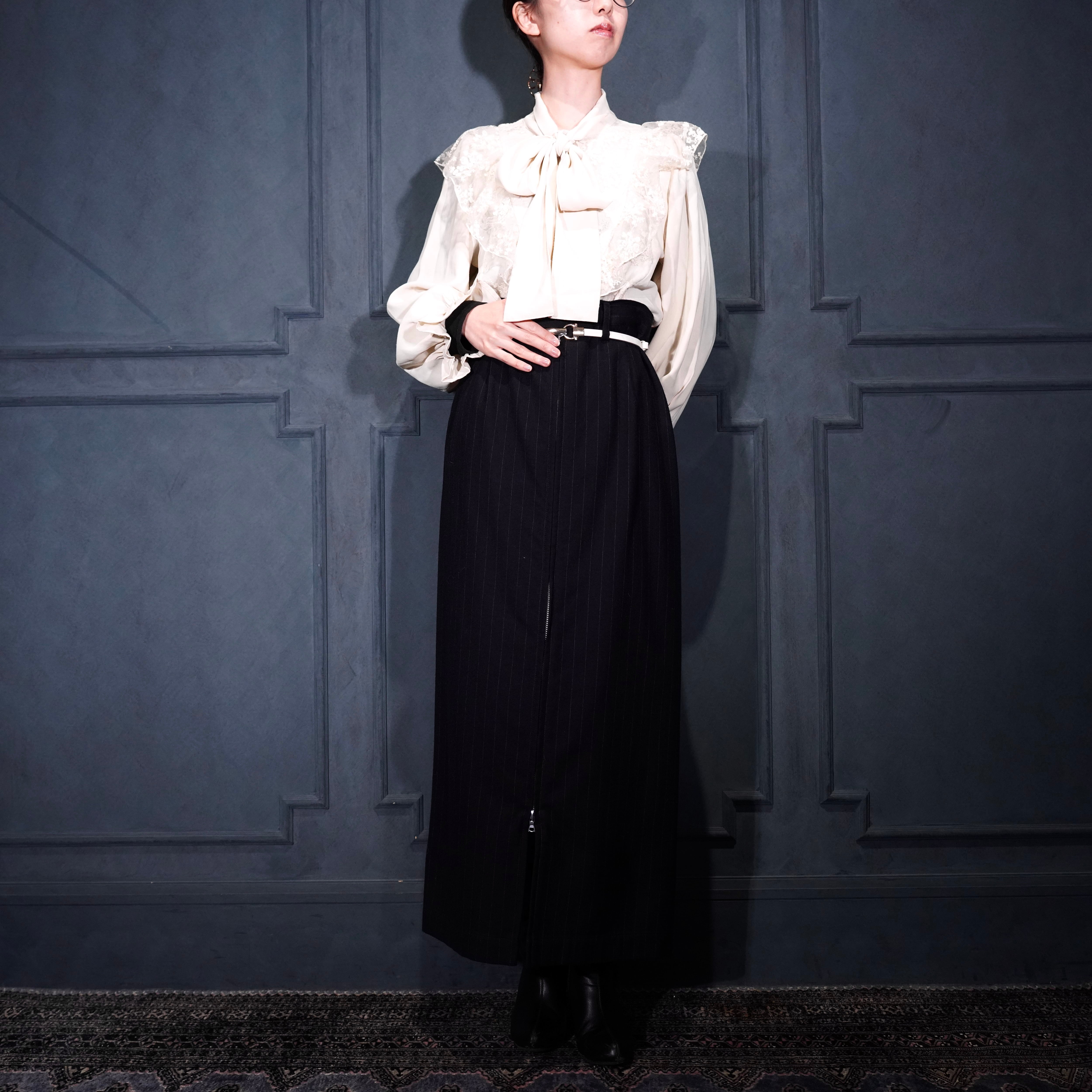 Y's YOHJIYAMAMOTO STRIPE PATTERNED WOOL LONG SKIRT/ワイズヨウジ