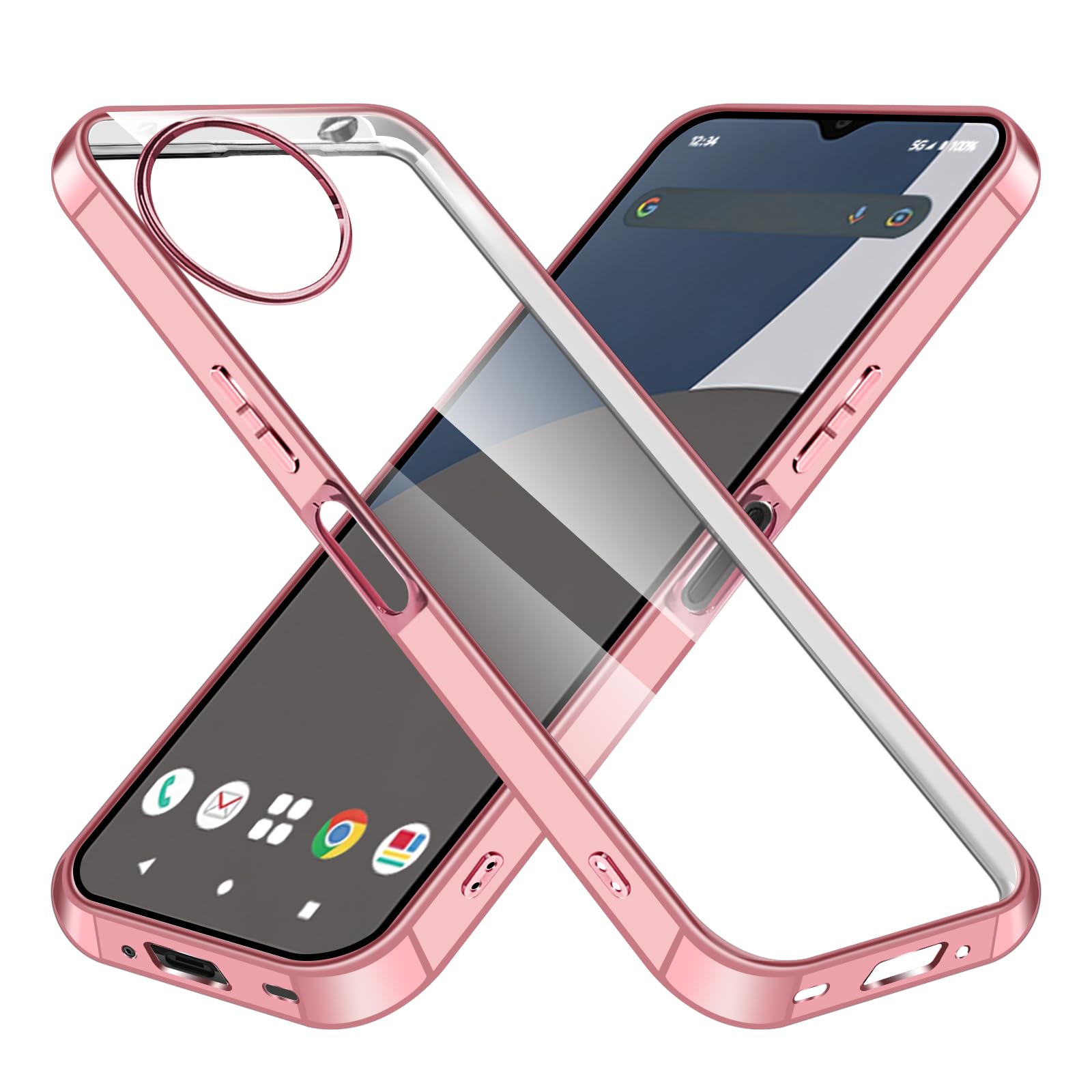 peipeizi 対応 aquos wish3用 ケース クリア SH-52E 耐衝撃 メッキ加工 薄型 軽量 ローズゴールド