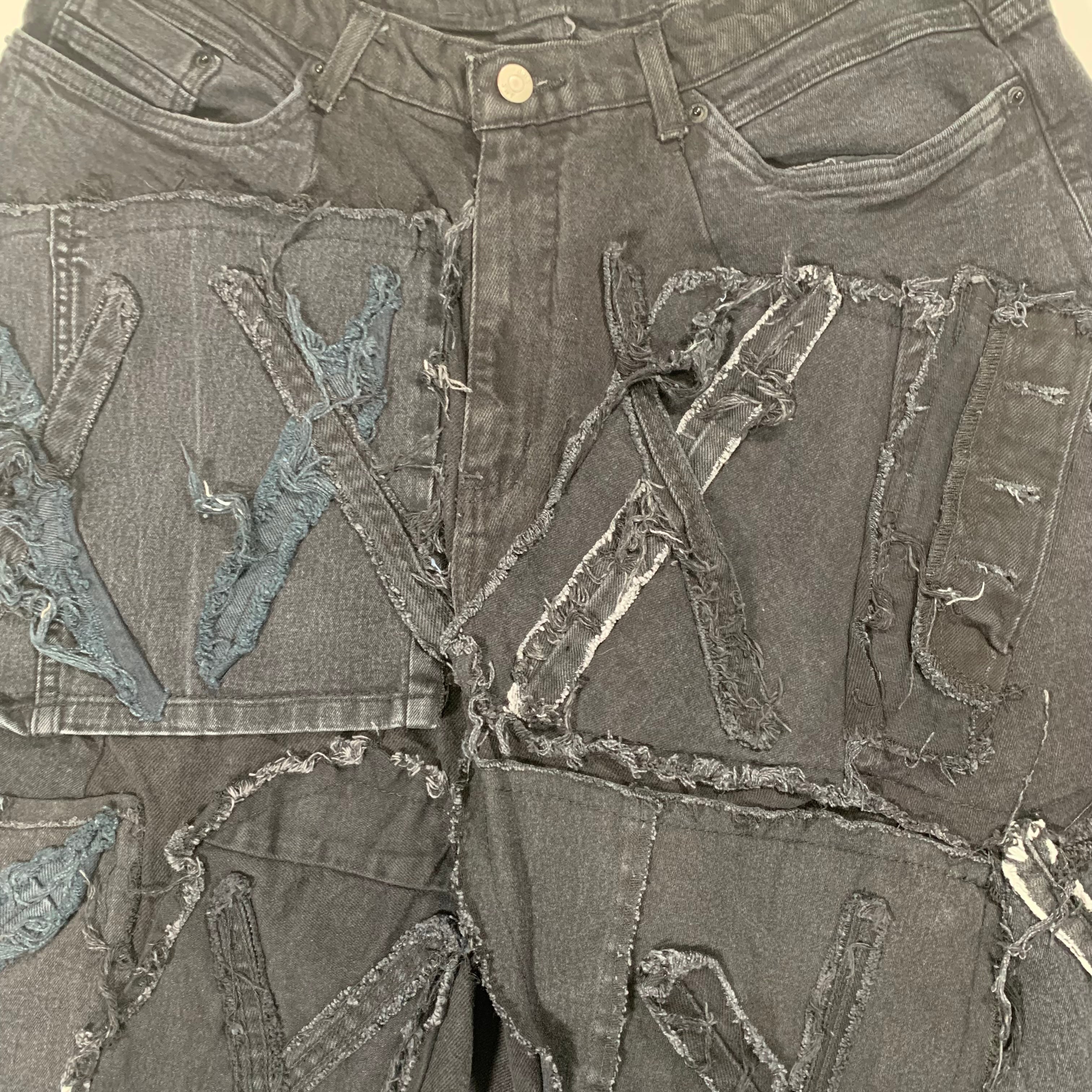 再構築 リメイク　ハーフパンツ　デニム　パッチワーク 11369 リメイクデニム 再構築 パッチワーク ハーフパンツ W29