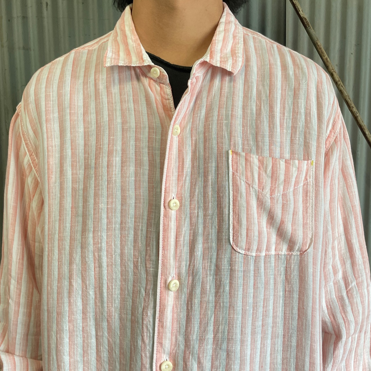 TOMMY BAHAMA 長袖 リネンシャツ ストライプシャツ メンズXL 古着 