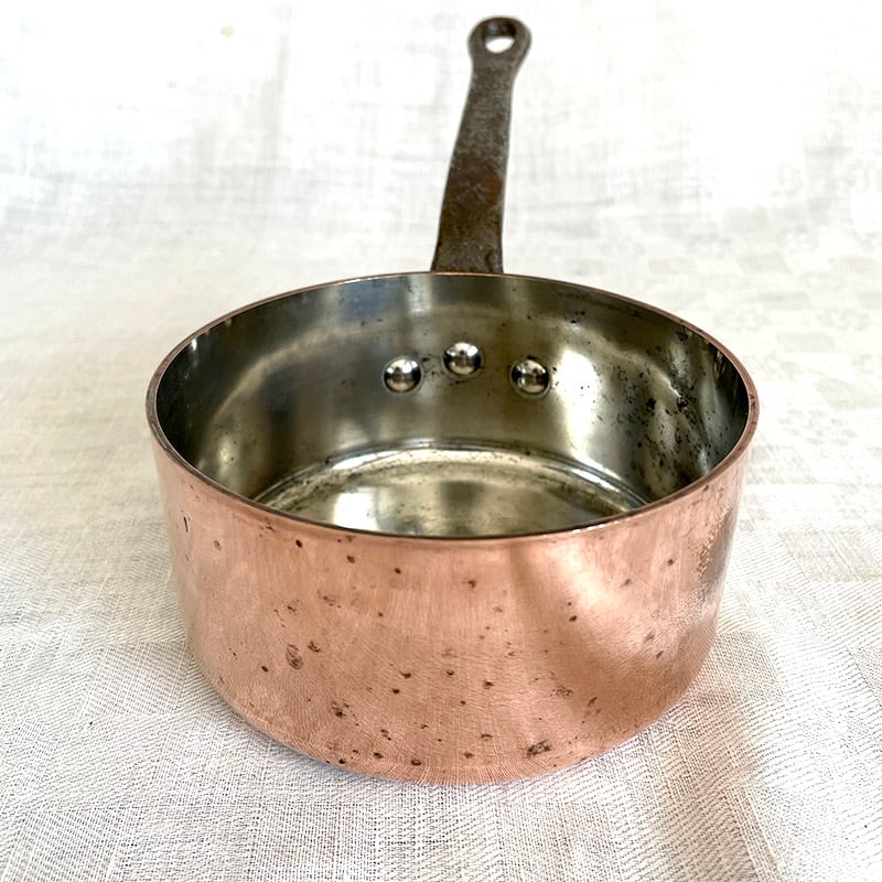 銅鍋 銅片手鍋 直径12cm 厚さ2mm フランス製 ソースパン 12KWdr2-3