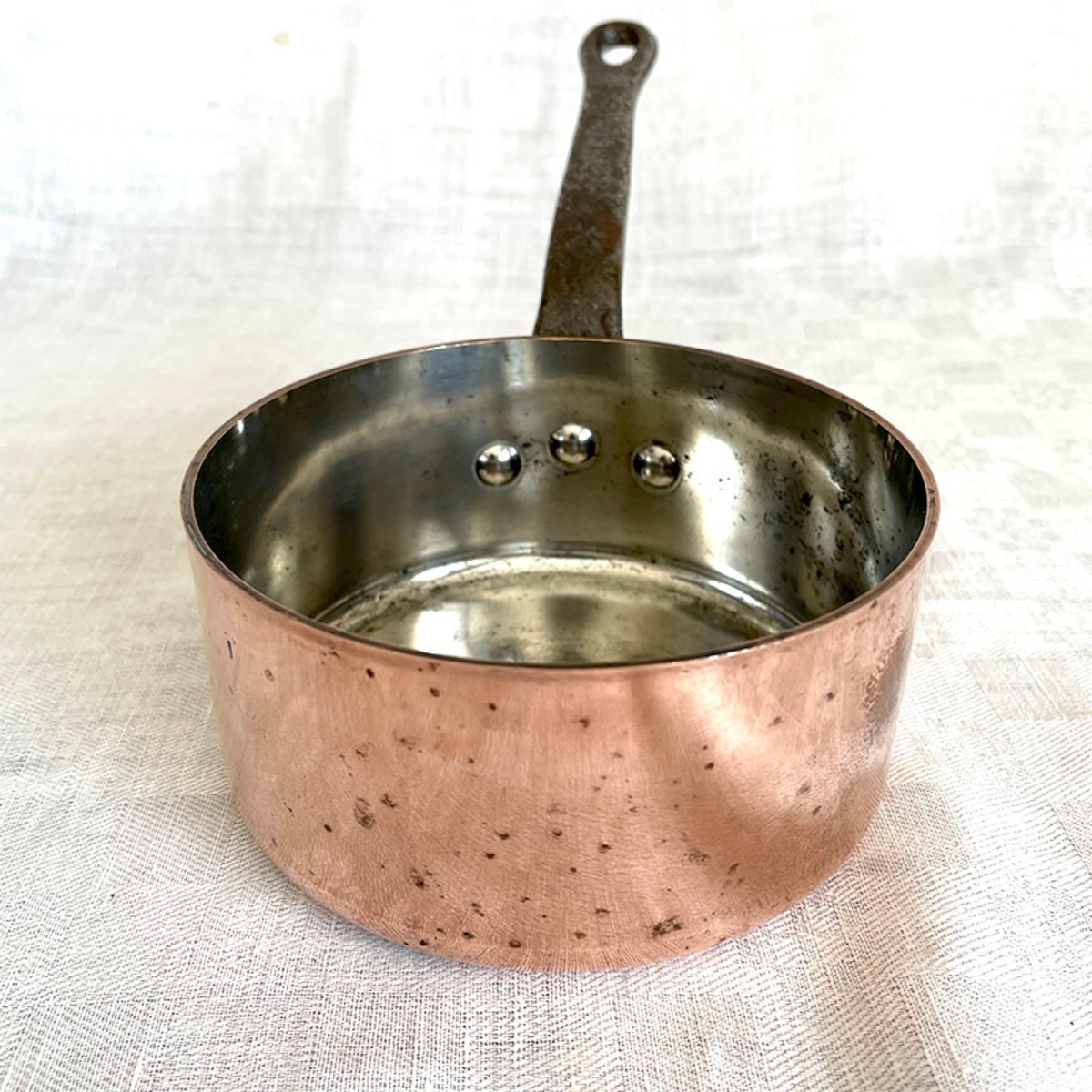 銅鍋 銅片手鍋 直径12cm 厚さ2mm フランス製 ソースパン 12KWdr2-3 