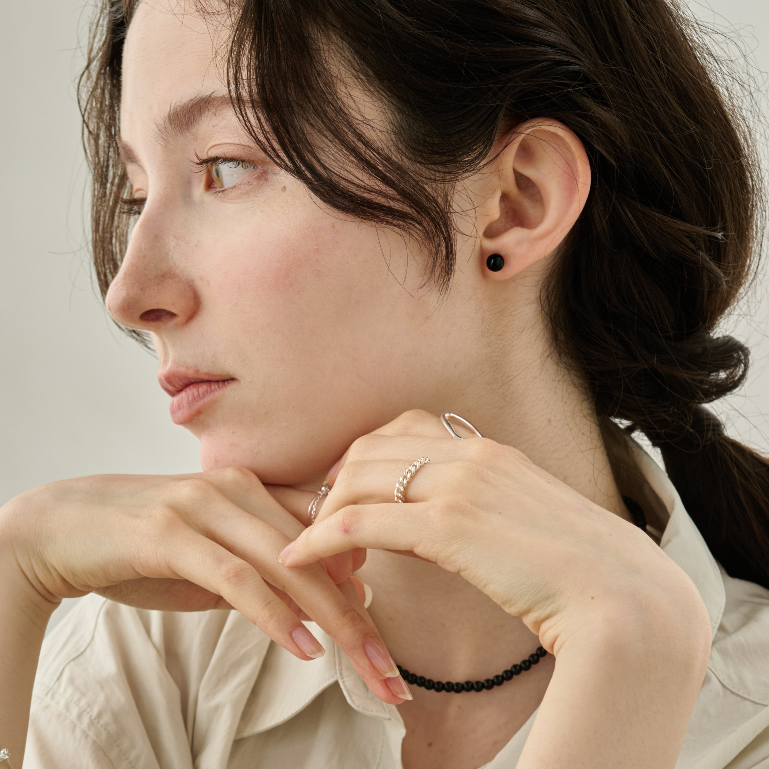 silver925 オニキス ピアス p420 | RIN. accessory ｜ステンレス