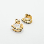 ステンレスダブルラインビジューピアス