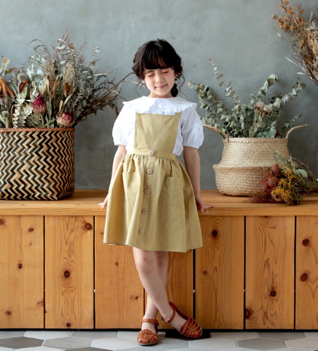 フロント釦エプロンスカート＜Yellow＞