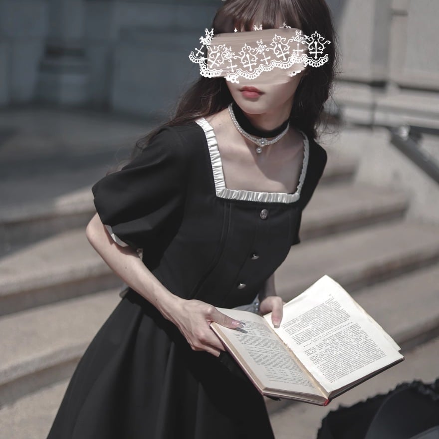 ゴスロリ通販 With U クラロリ フレンチワンピース スクエアネック