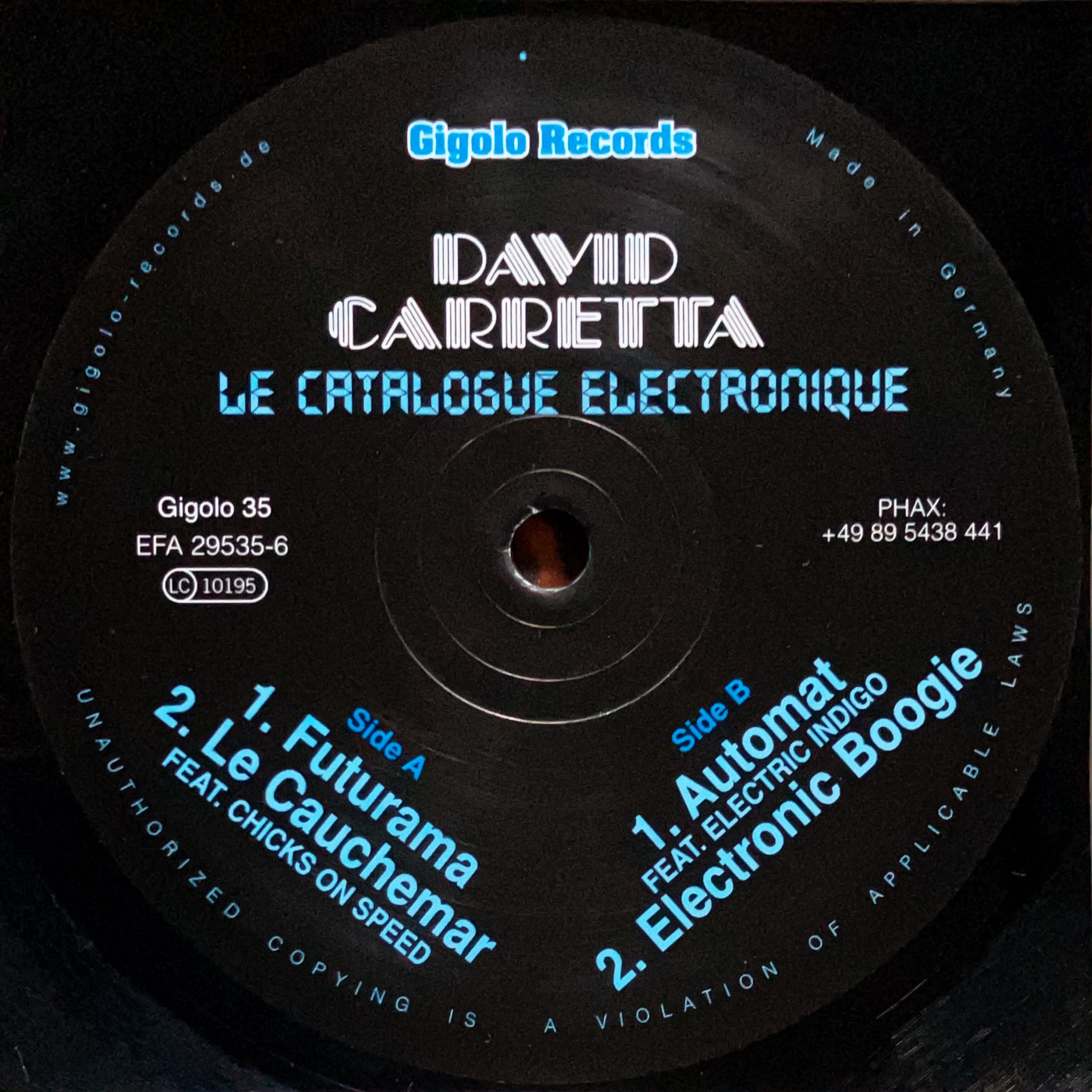 2LP】David Carretta / Le Catalogue Electronique (International