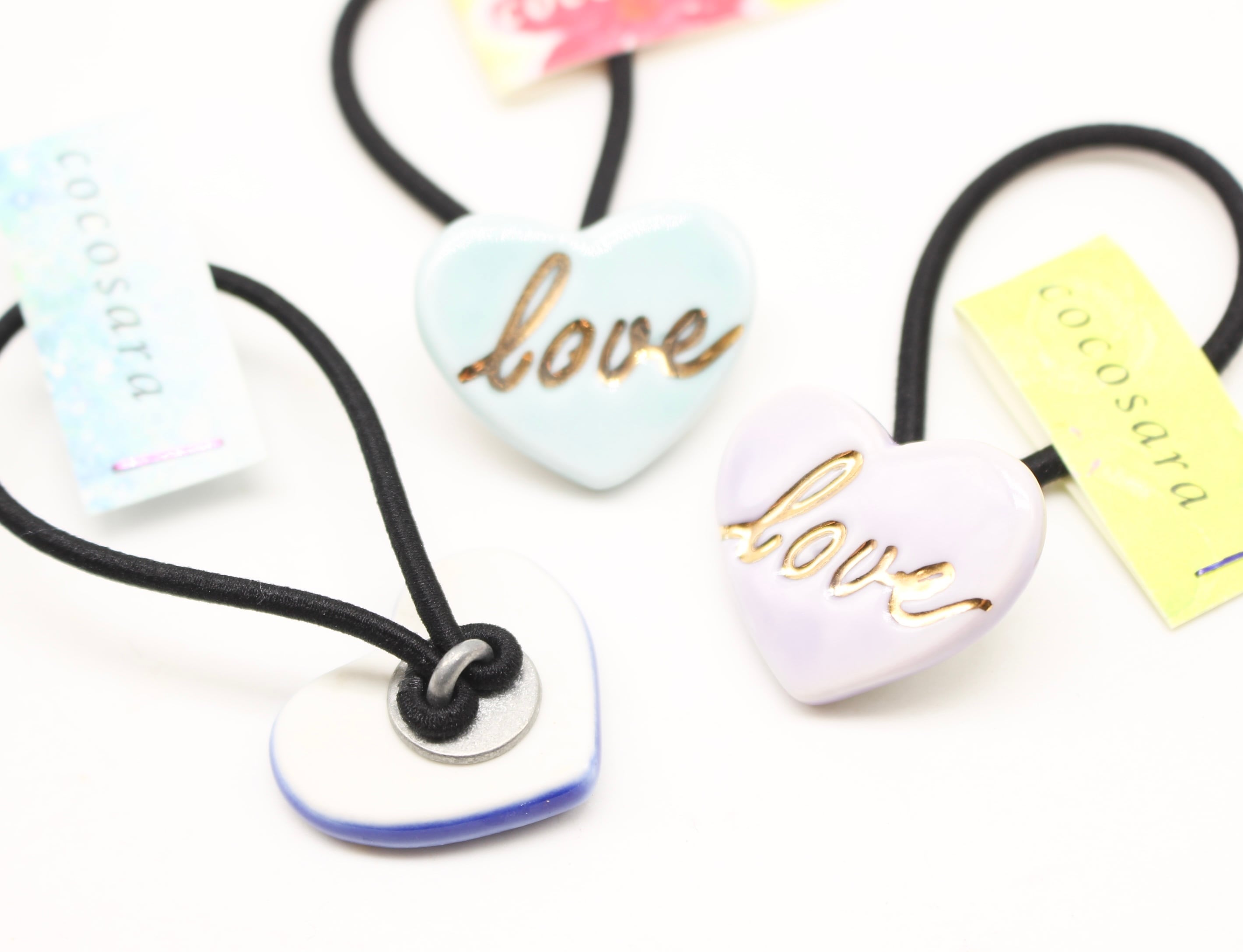有田焼ヘアゴム Loveハート(ブルー) | 有田焼アクセサリー・陶器