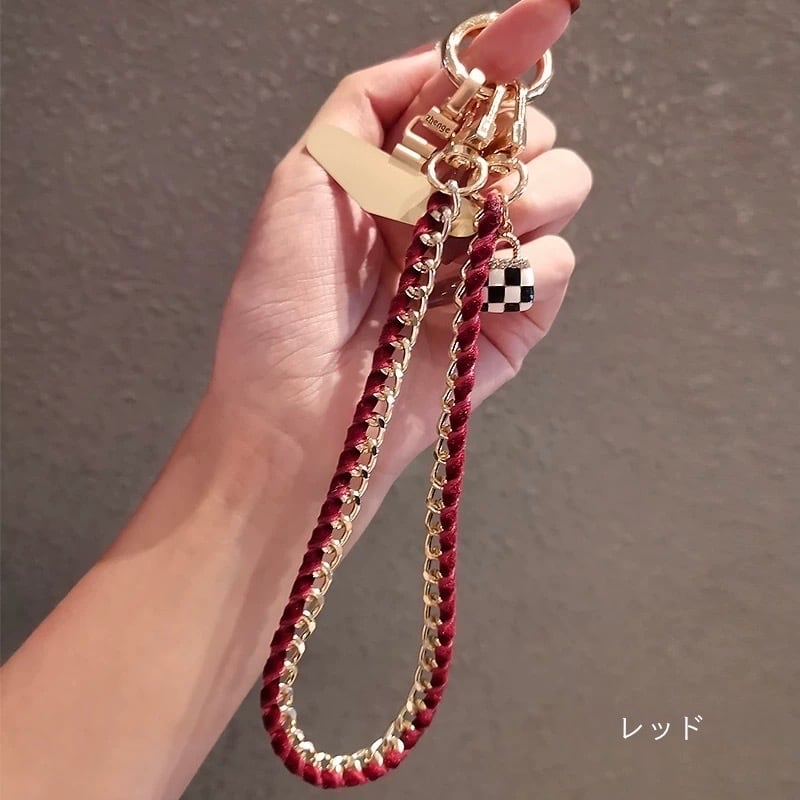 レザーチェーンハンドストラップ（チャーム付き・全5色）：606 | jmavie