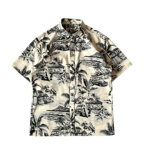 Mountain Men's ボタンダウンアロハシャツ / CLASSIC HAWAII / IVORY × FADED BLACK