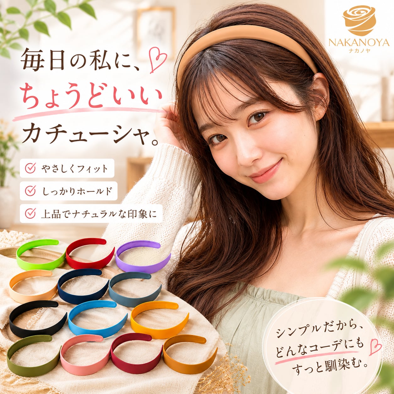 ナカノヤ] NAKANOYA カチューシャ 1本 ヘアバンド ヘッドバンド トップ