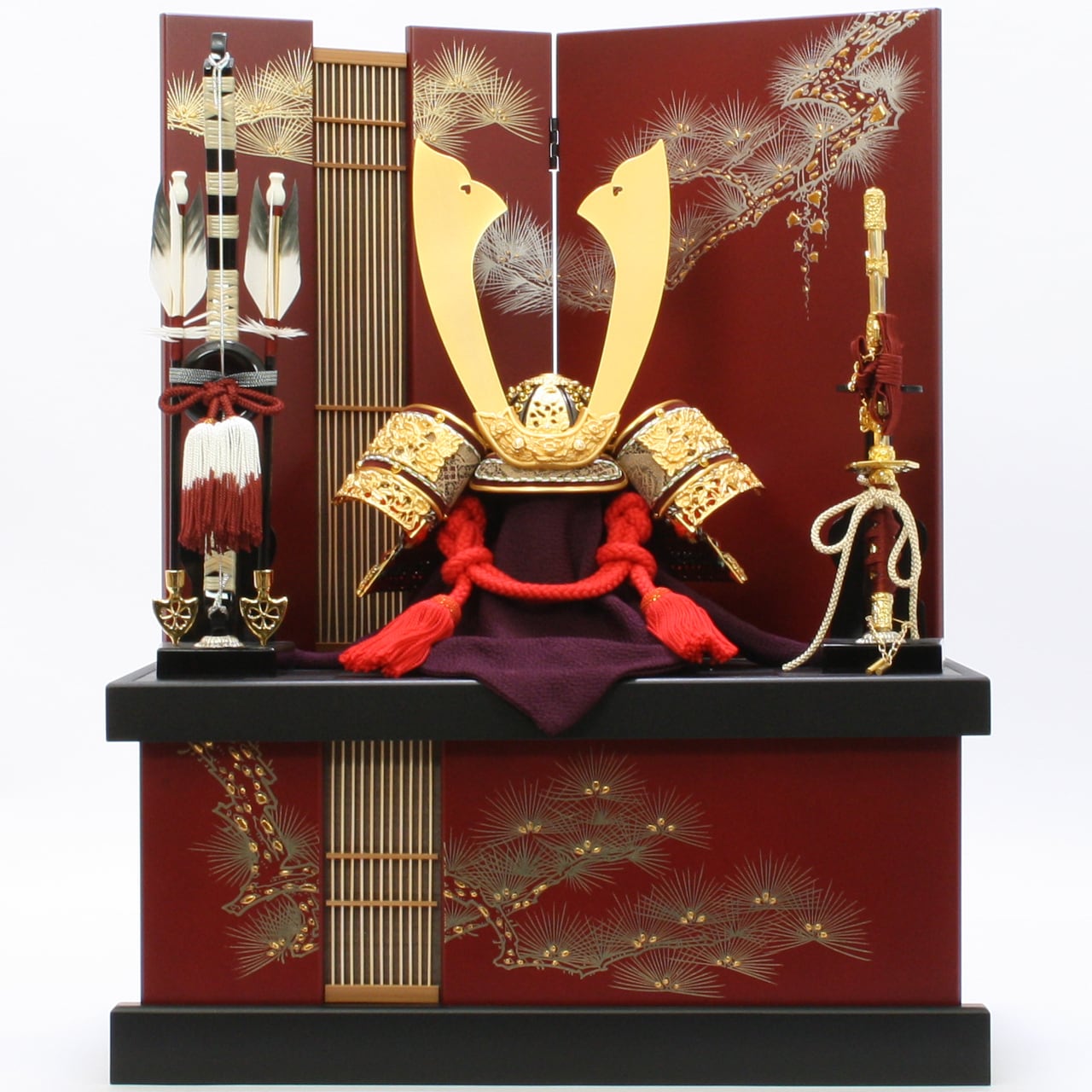 五月人形|コンパクト|おしゃれ|モダン|インテリア|プレミアム|こだわり|おすすめ|収納|《商品名》兜飾り 10号純金箔押兜 金松赤収納タイプ【商品コード50610-0206】