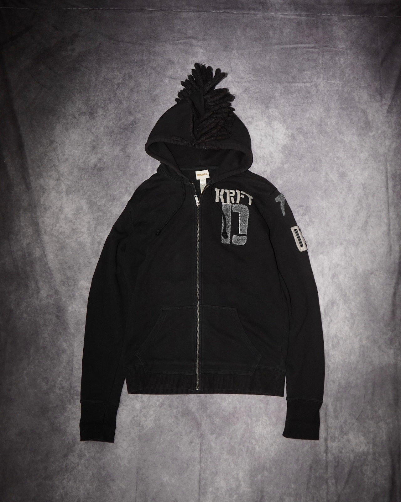 00s~ DIESEL Brave Man Mohawk Black hoodie | 磨研ﾄ泥｜Market Day 